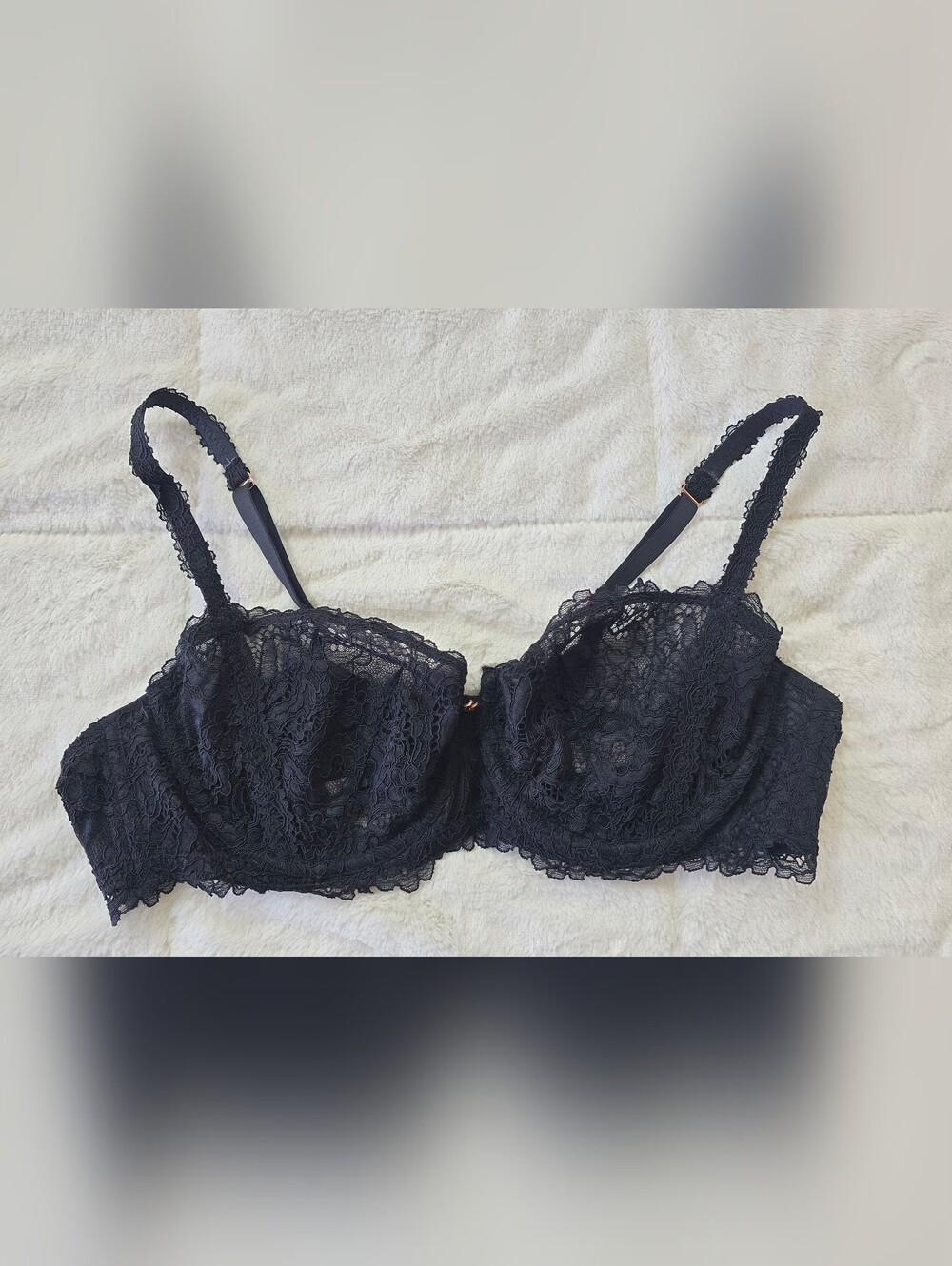 Savage X Fenty Black Lace Underwire Balconette Bra Size 42C - Picture 2 of 6